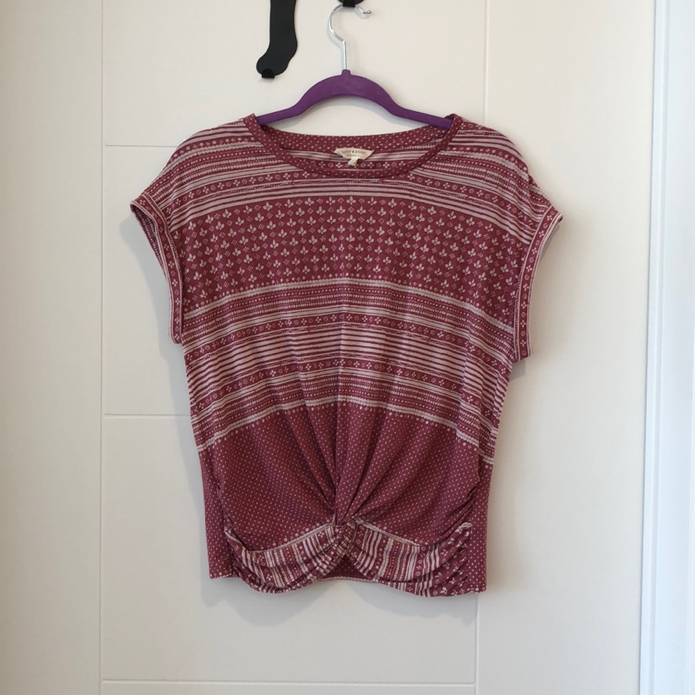 Lucky Brand Red & White Patterned Blouse